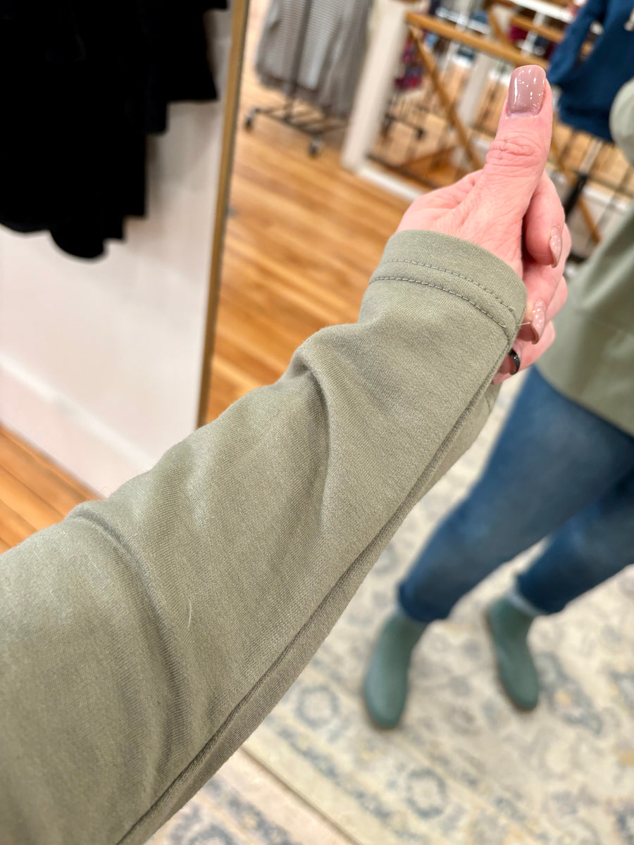 Cowl Neck Tunic Sweater- Light Olive FINAL SALE