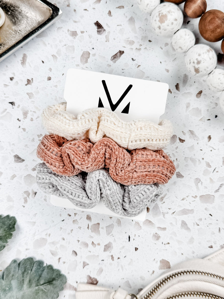 WAREHOUSE Chenille Scrunchie Trio