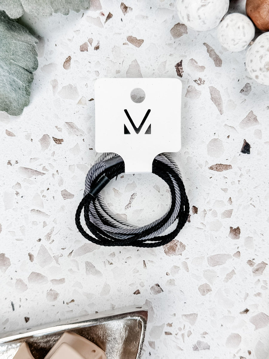 WAREHOUSE Black and Grey Hair Tie Sets