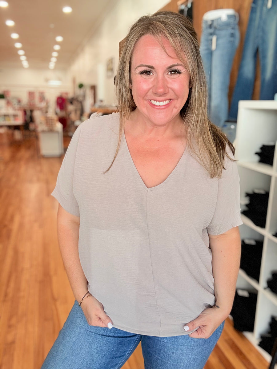 Airflow V-neck Dolman Top- Ash Mocha