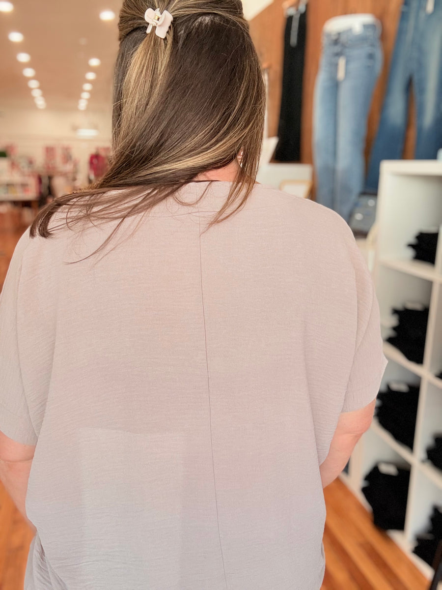 Airflow V-neck Dolman Top- Ash Mocha