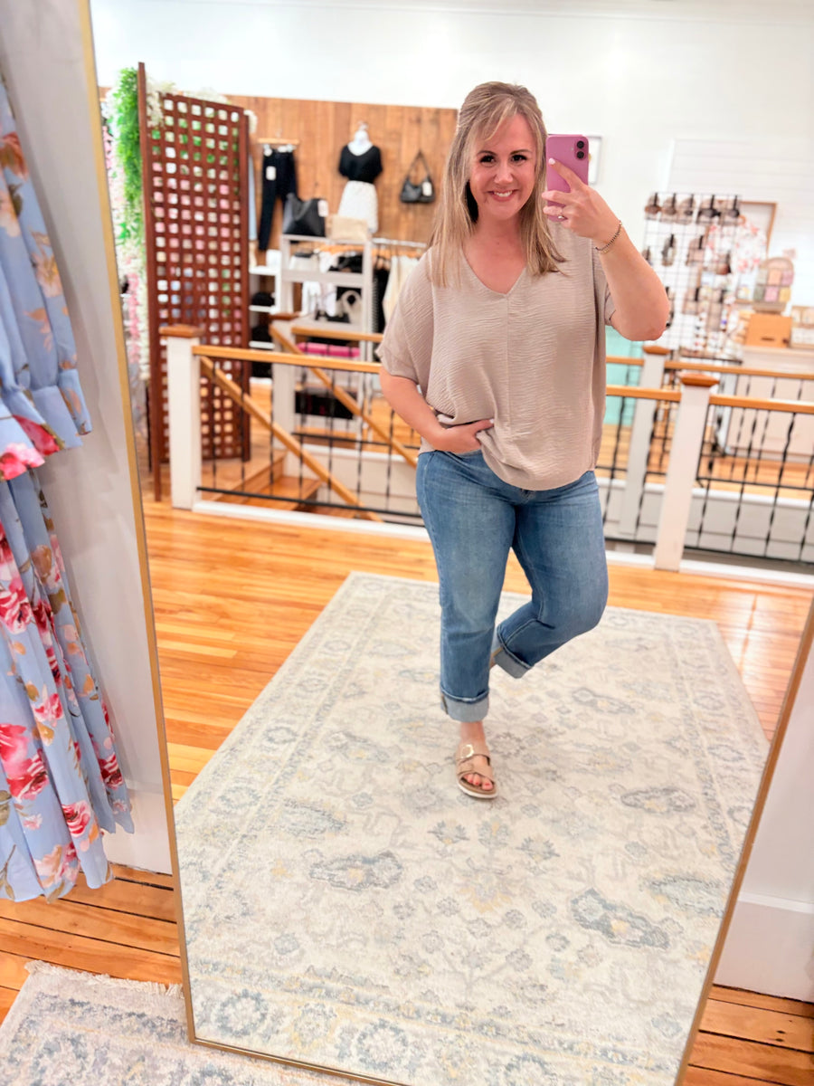 Airflow V-neck Dolman Top- Ash Mocha