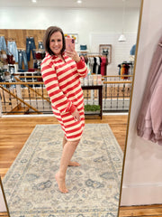 Long Sleeve Beach Babe Dress- Pink Stripe