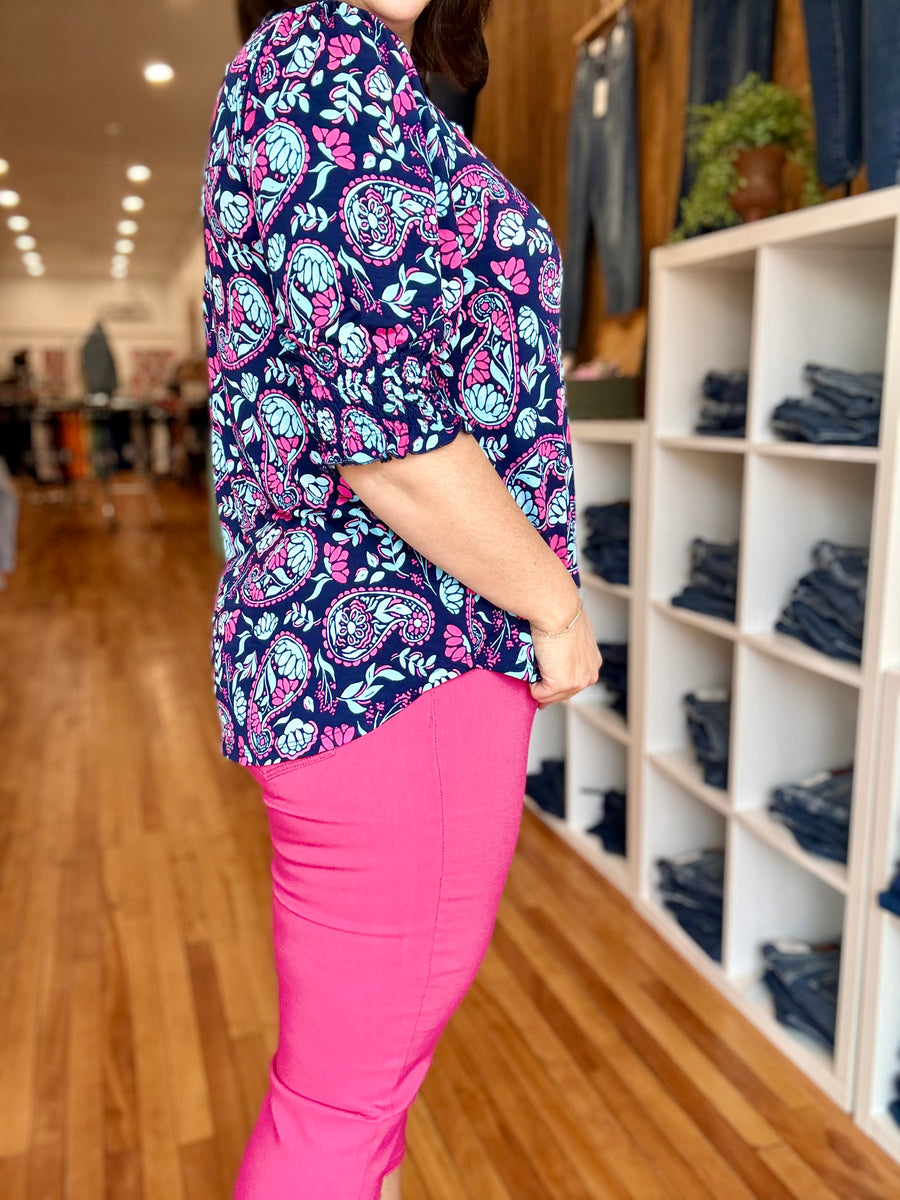 Hyperstretch Pull On Capri: French Pink