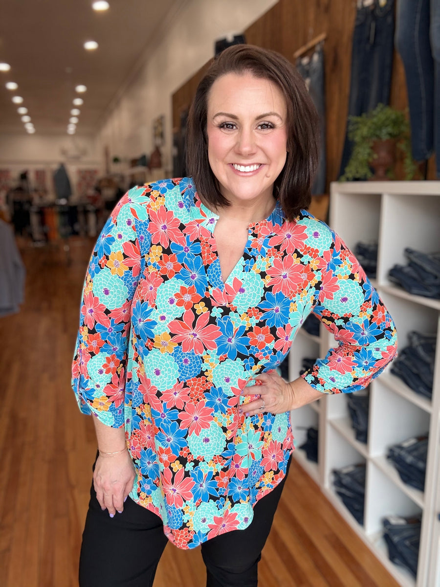 Lizzy 3/4 Sleeve- Multi Floral
