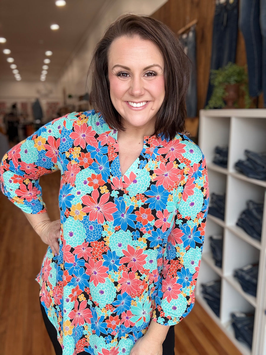 Lizzy 3/4 Sleeve- Multi Floral