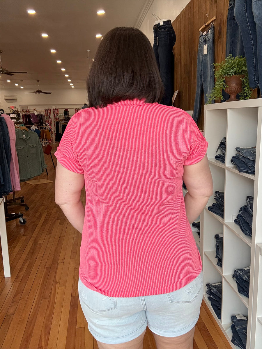 Urban Ribbed Short Sleeve Tee- Coral