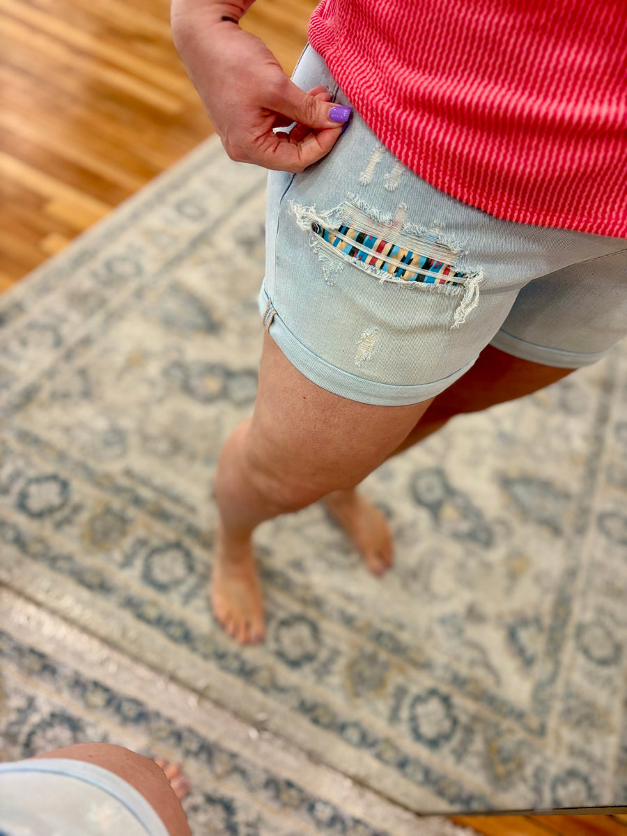 Southwest Patch Cuffed Shorts