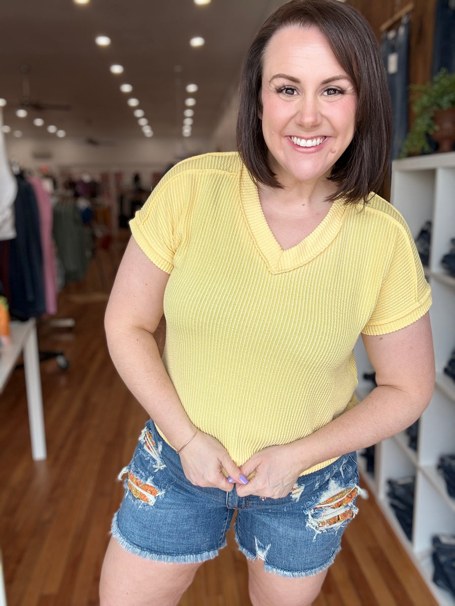 Urban Ribbed Short Sleeve Tee- Light Yellow