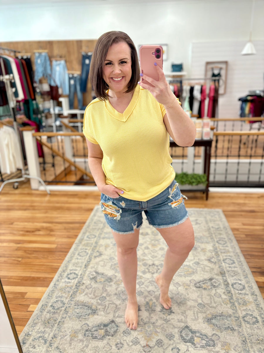 Urban Ribbed Short Sleeve Tee- Light Yellow