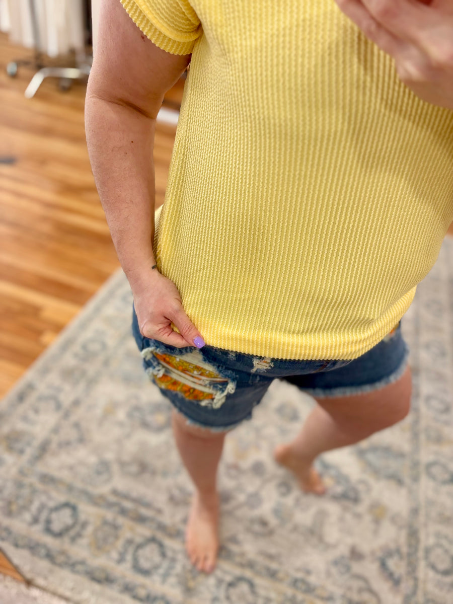 Urban Ribbed Short Sleeve Tee- Light Yellow