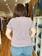 Urban Ribbed Short Sleeve Tee- Dusty Lavender