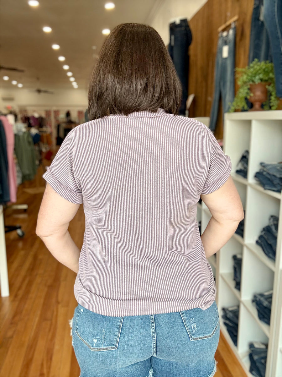 Urban Ribbed Short Sleeve Tee- Dusty Lavender