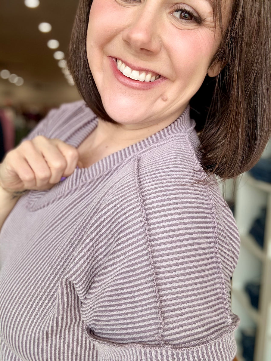 Urban Ribbed Short Sleeve Tee- Dusty Lavender