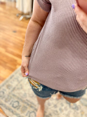 Urban Ribbed Short Sleeve Tee- Dusty Lavender