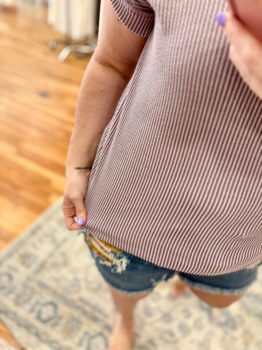 Urban Ribbed Short Sleeve Tee- Dusty Lavender