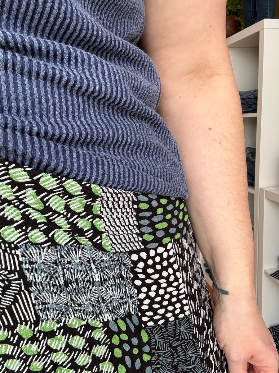 Dolphin Hem Skort With Knit Under Short-  Scribble Patchwork