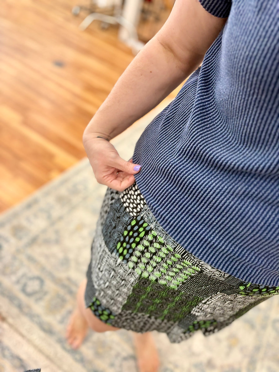 Dolphin Hem Skort With Knit Under Short-  Scribble Patchwork
