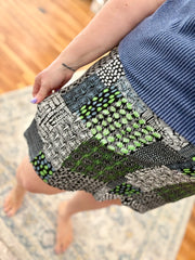 Dolphin Hem Skort With Knit Under Short-  Scribble Patchwork