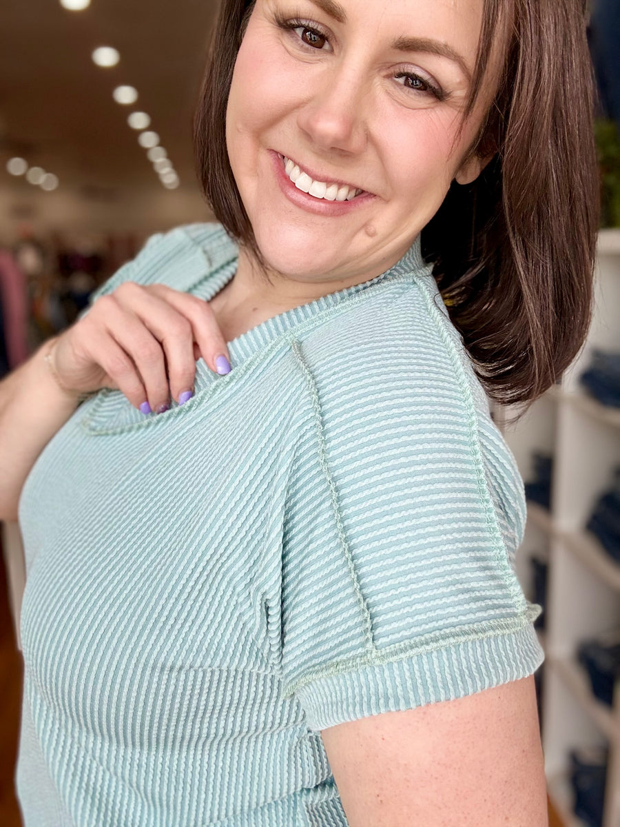 Urban Ribbed Short Sleeve Tee- Sage