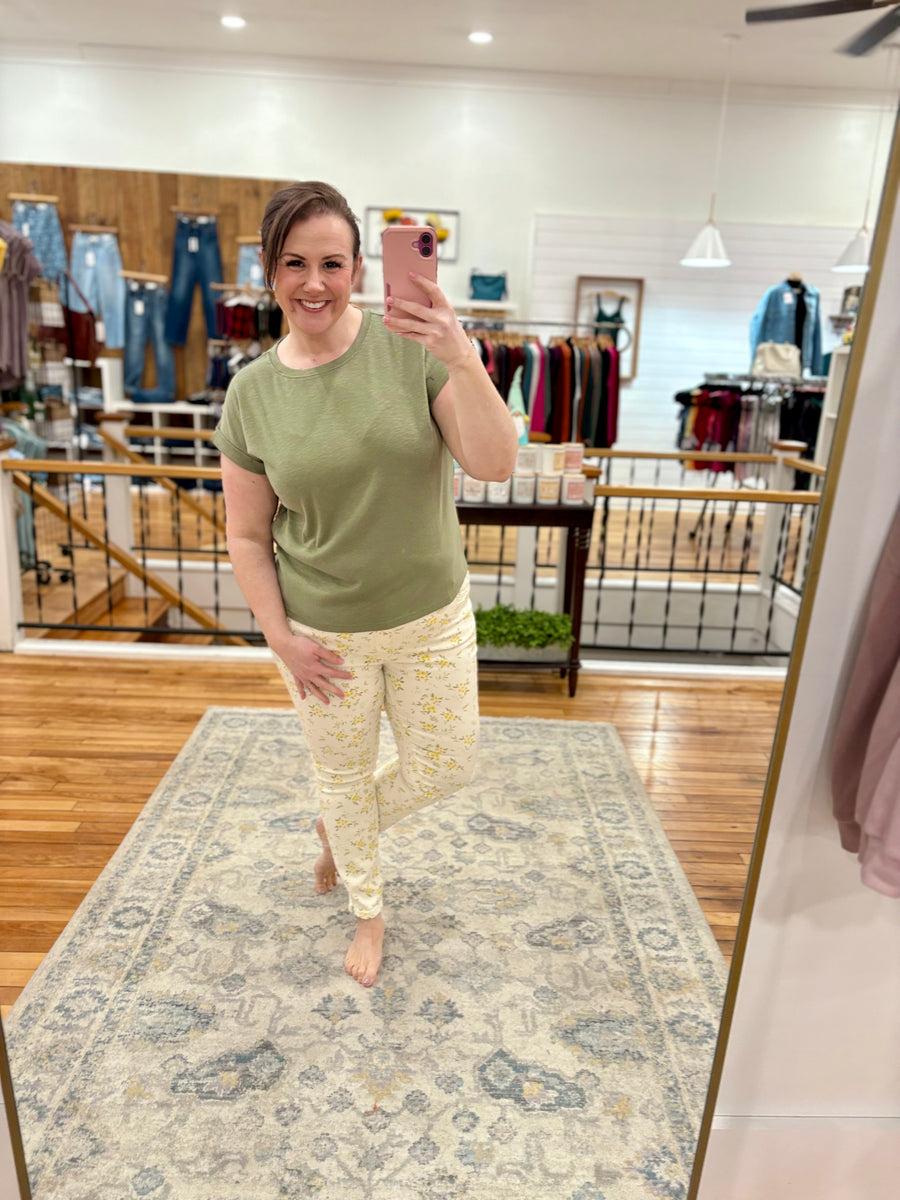 Yellow Floral Capris