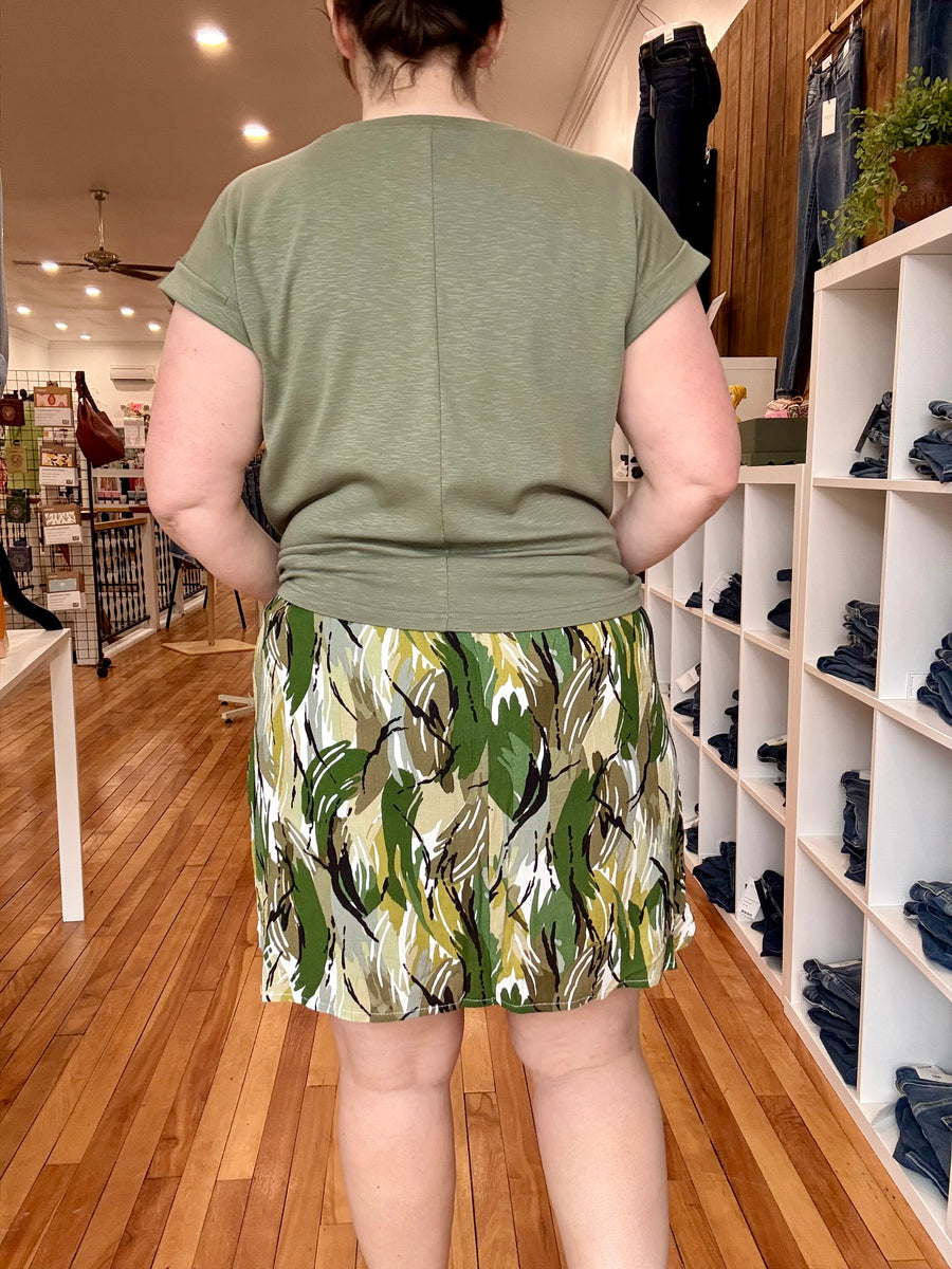 Dolphin Hem Skort With Knit Under Short-  Brushed Leaf