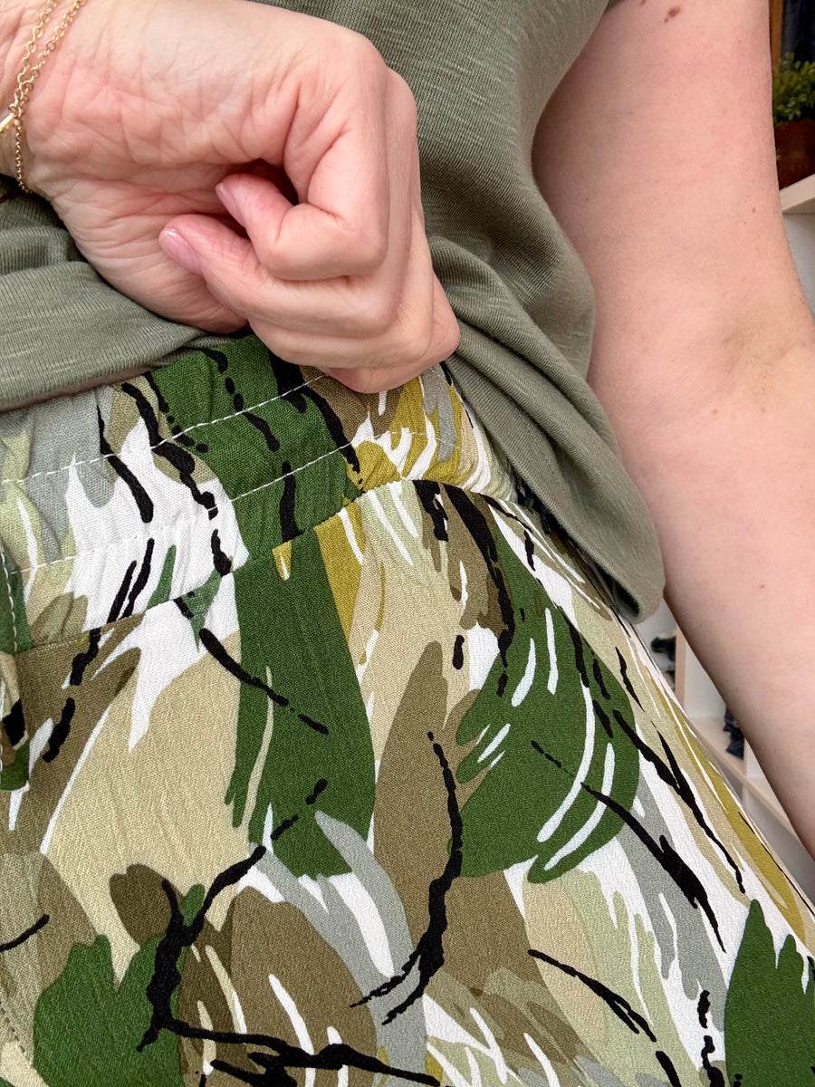 Dolphin Hem Skort With Knit Under Short-  Brushed Leaf