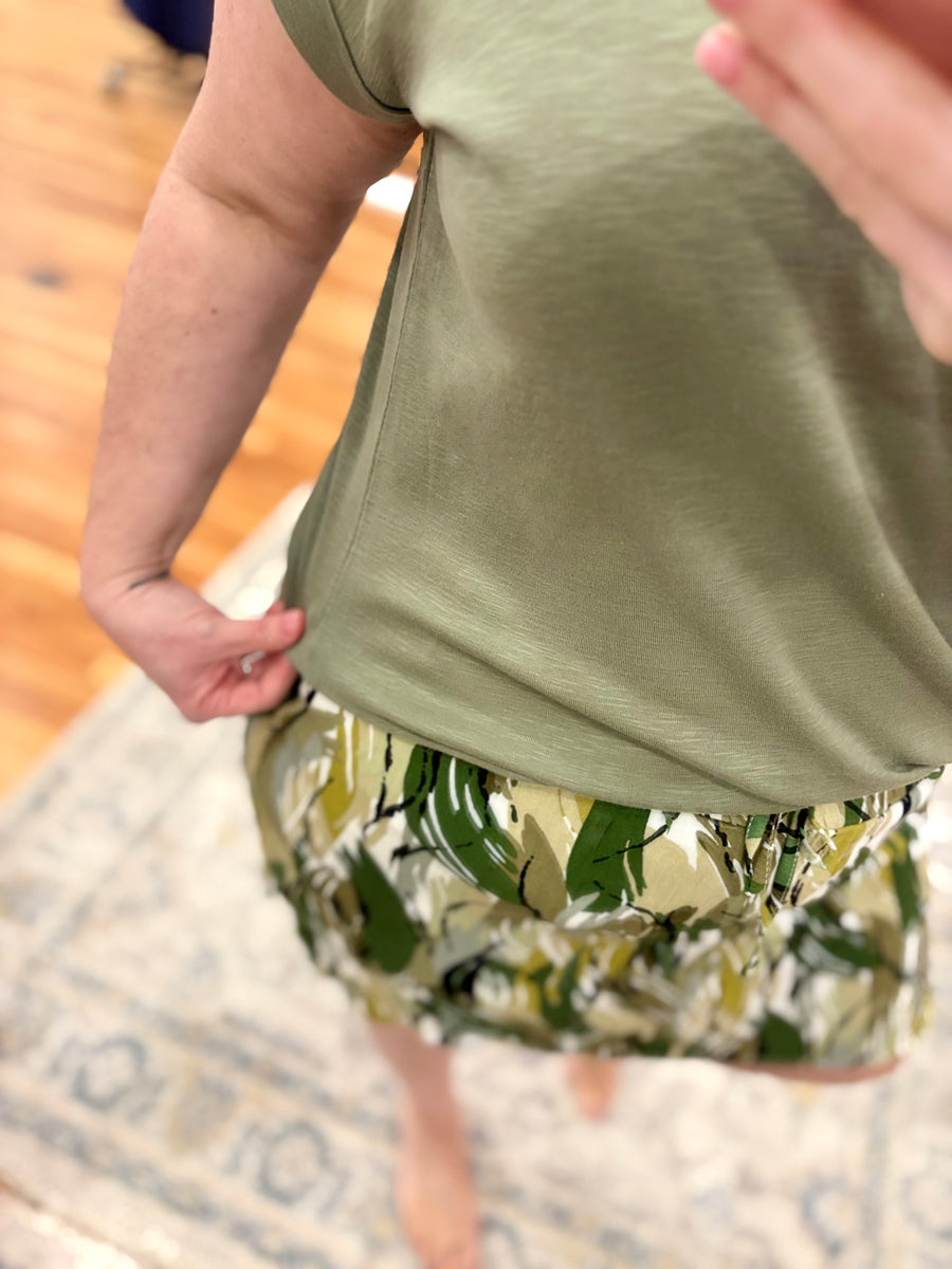 Dolphin Hem Skort With Knit Under Short-  Brushed Leaf