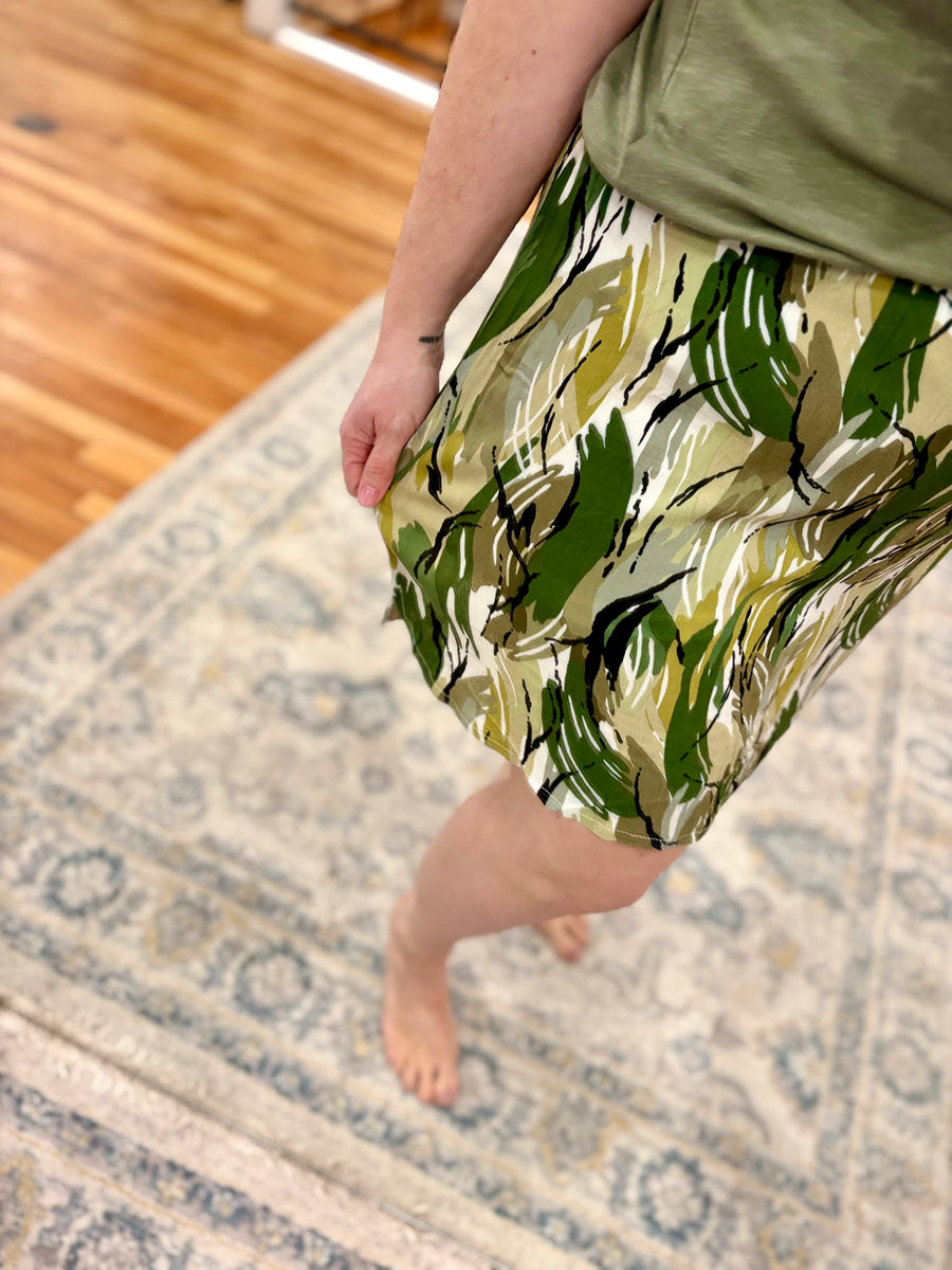 Dolphin Hem Skort With Knit Under Short-  Brushed Leaf