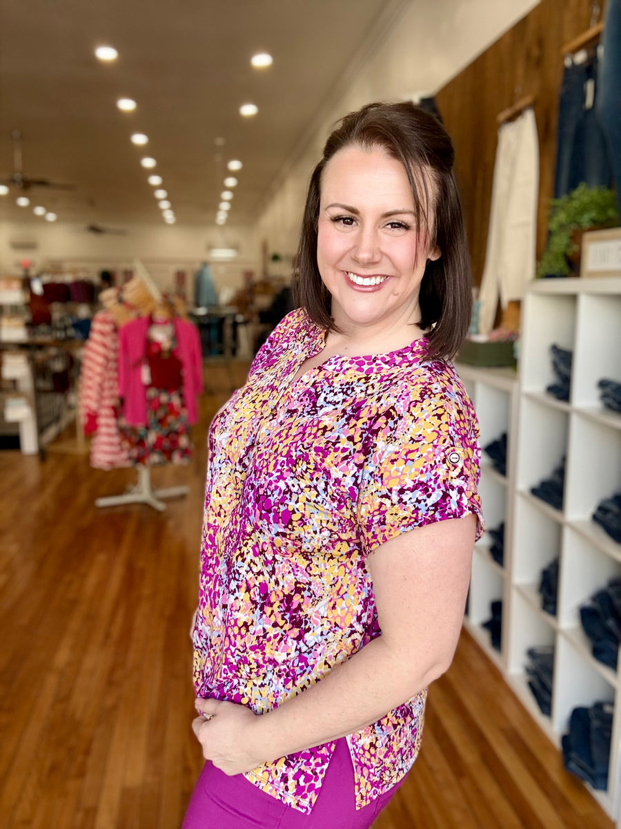Lizzy Short Sleeve- Magenta Multi