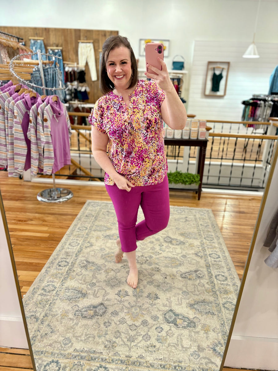 Lizzy Short Sleeve- Magenta Multi