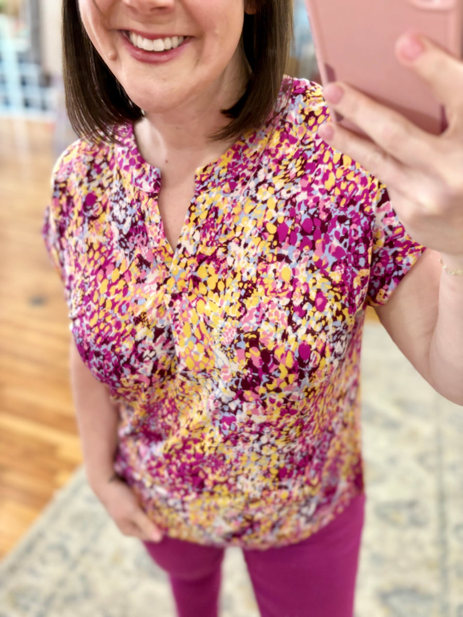 Lizzy Short Sleeve- Magenta Multi