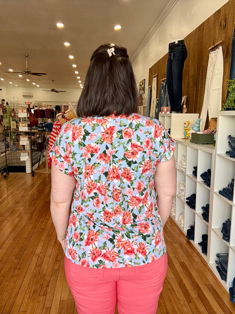 Lizzy Short Sleeve- Light Blue Floral