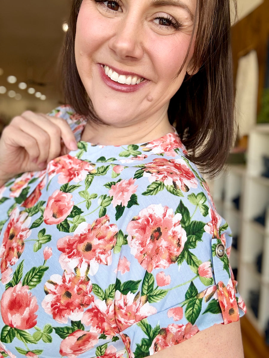 Lizzy Short Sleeve- Light Blue Floral