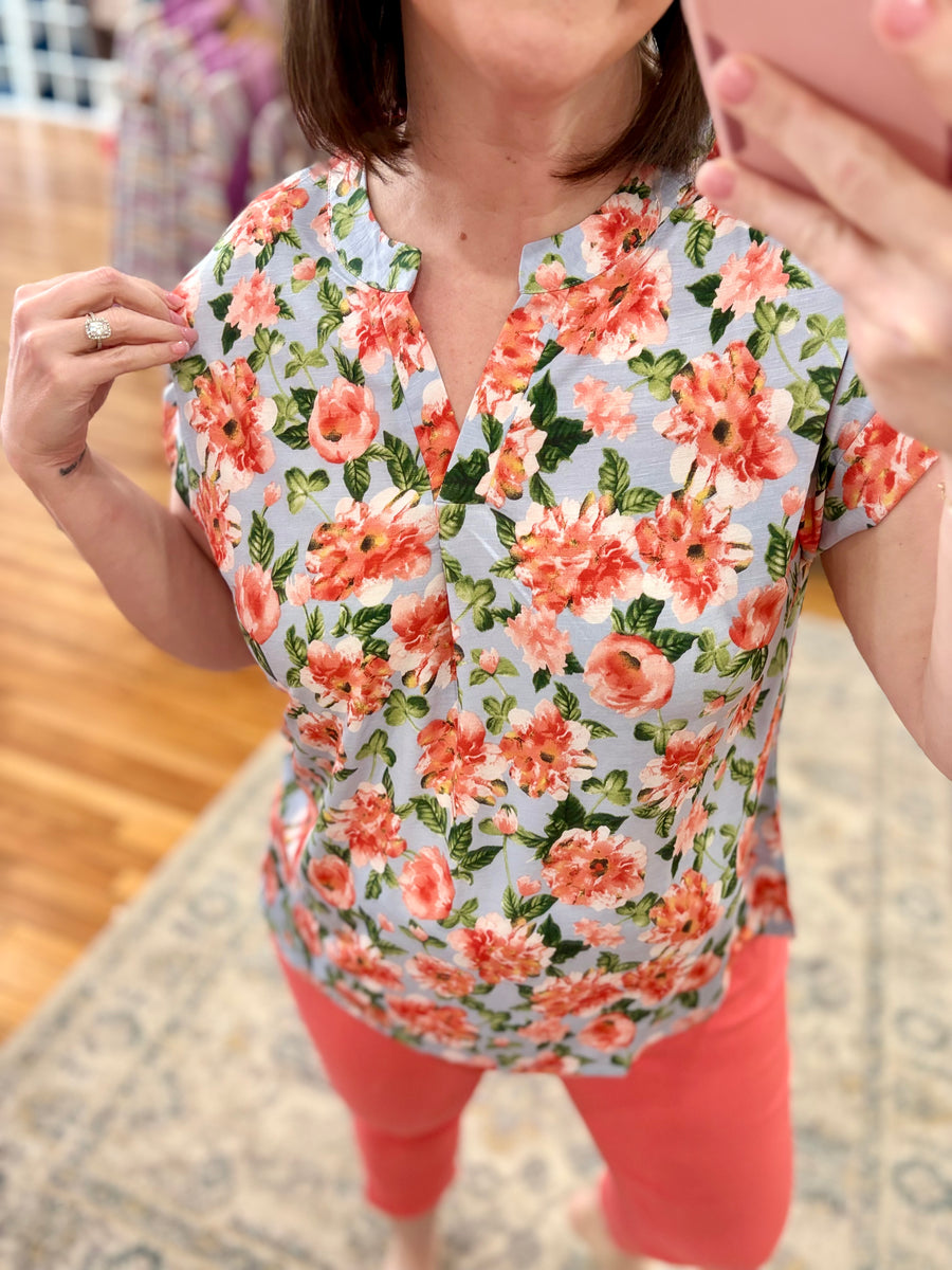 Lizzy Short Sleeve- Light Blue Floral