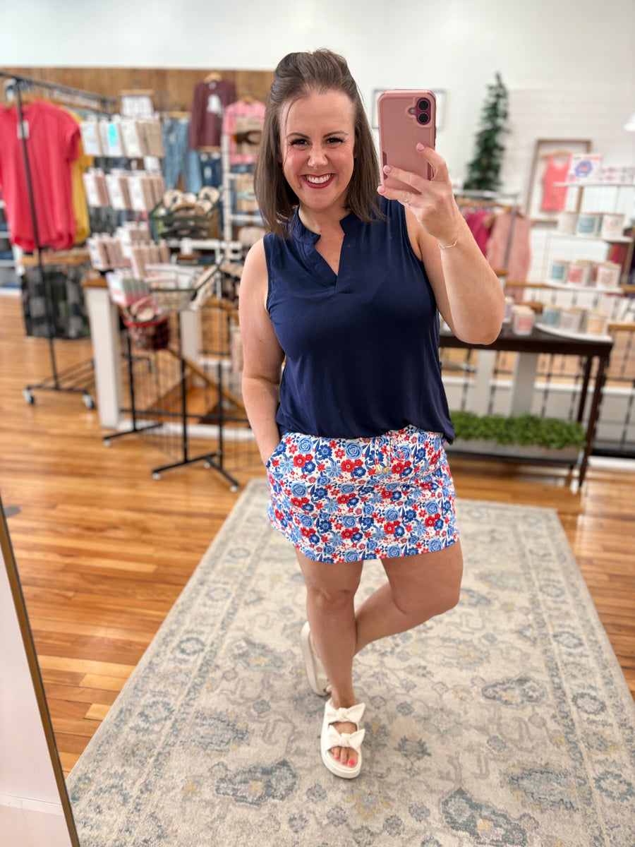 Solid Lizzy Tank Top- Navy