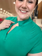 Dolman Sleeve Mandarin Collar- Kelly Green