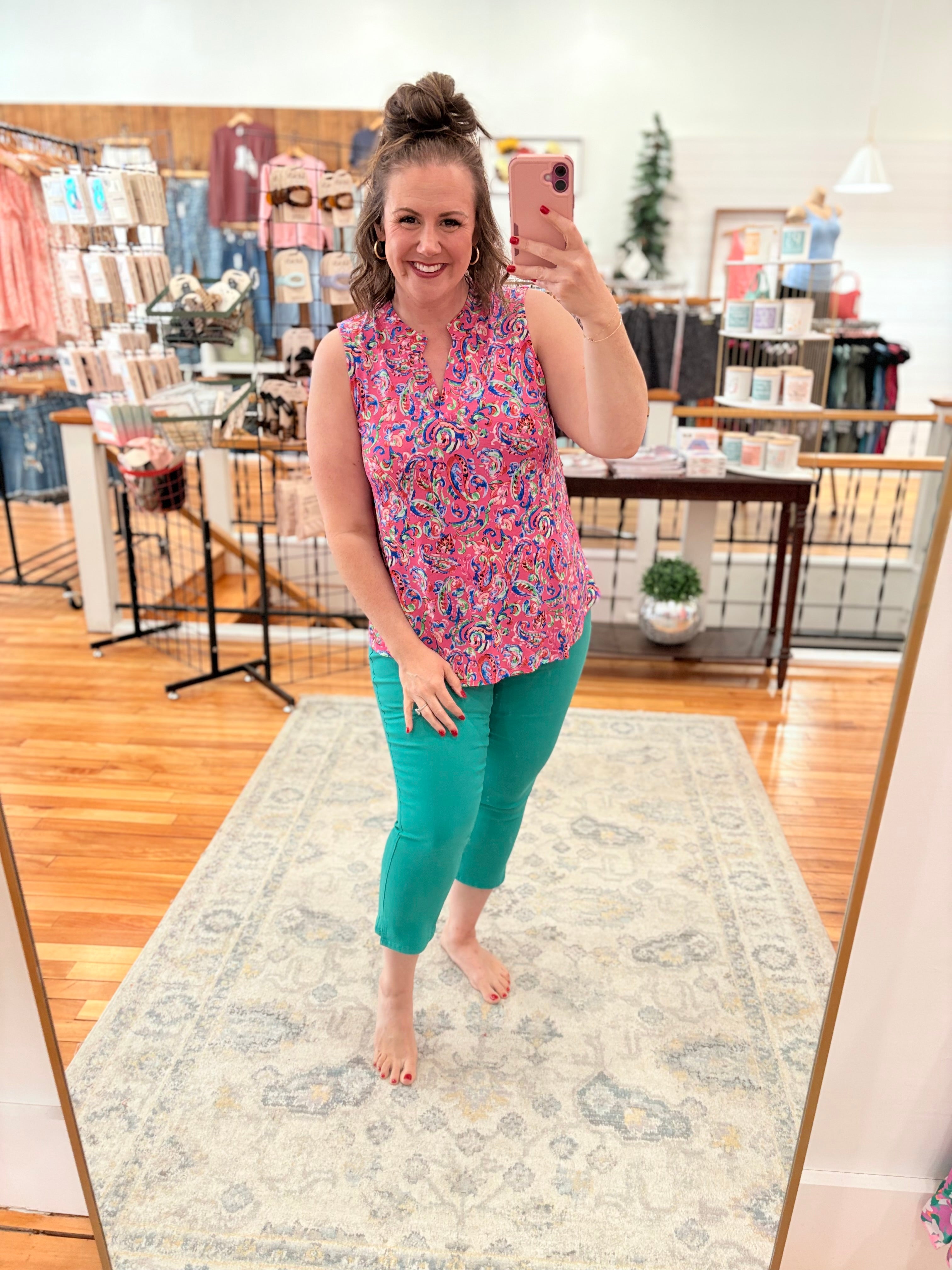 Lizzy Tank- Pink Paisley