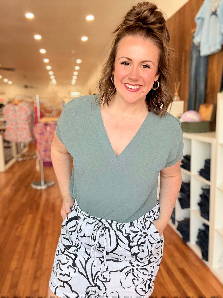 Airflow V-Neck Top- Ash Jade