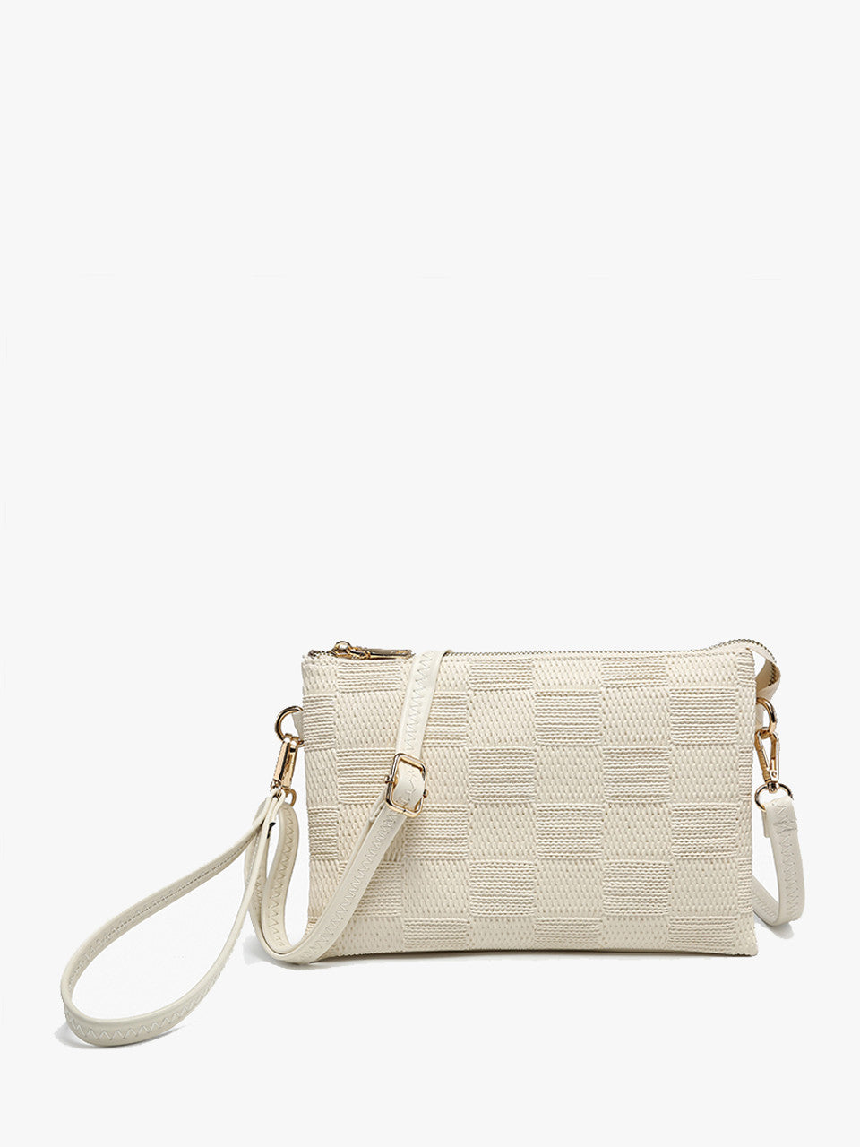 Izzy Large Checker Crossbody w/ Vegan Leather Strap