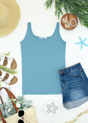 WAREHOUSE ONLY Kennedy Tank - Dusty Blue FINAL SALE