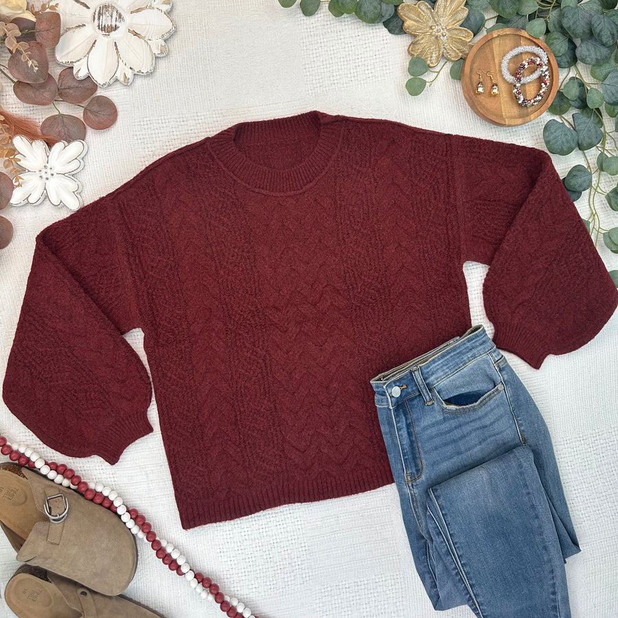 WAREHOUSE ONLY Dakota Sweater - Burgundy