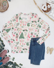 WAREHOUSE ONLY Larissa Long Sleeve - Pink Pine Noel