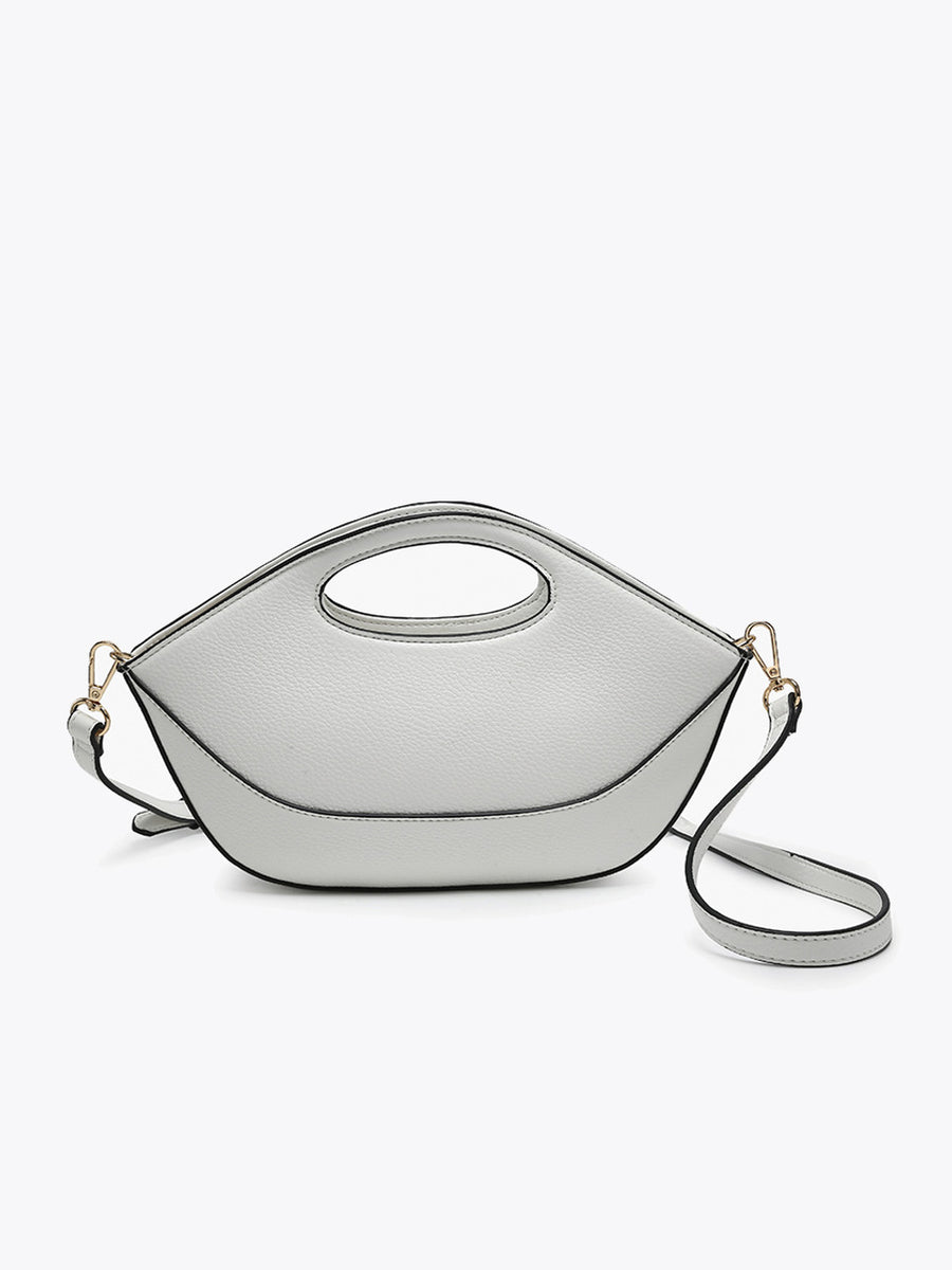 Laurel Top Handle Satchel/Clutch w/ Zip Closure- Off White
