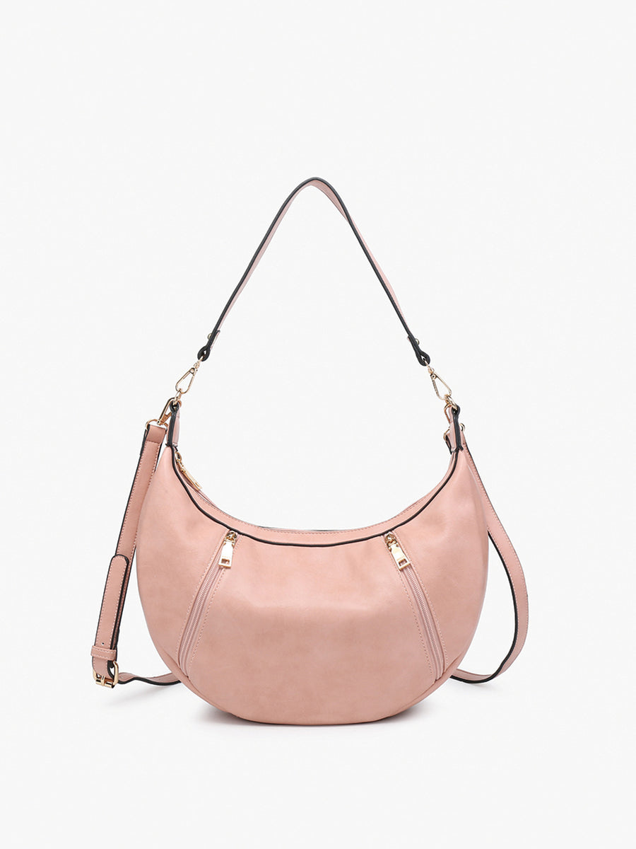 Lee Slouchy Shoulder Bag w/ Dual Zip Compartments- Mauve