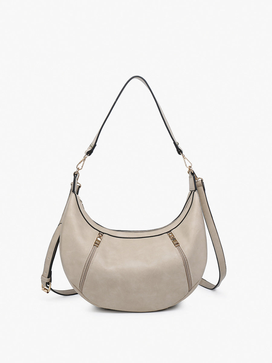 Lee Slouchy Shoulder Bag w/ Dual Zip Compartments- Sand