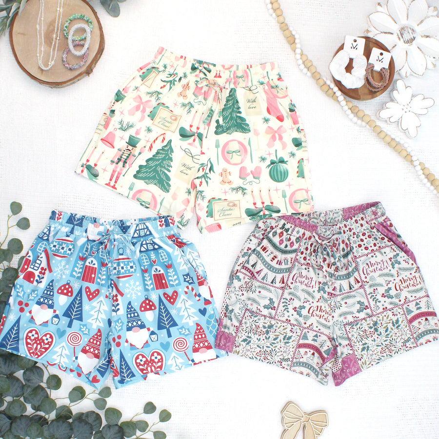 WAREHOUSE ONLY Jamie Lounge Shorts - Pink Pine Noel
