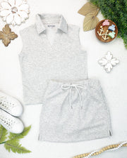 WAREHOUSE ONLY Luxe Collar Tank/Skort Set - Heathered Neutral