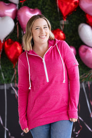 WAREHOUSE Pixie Pocket Halfzip Hoodie - Hot Pink