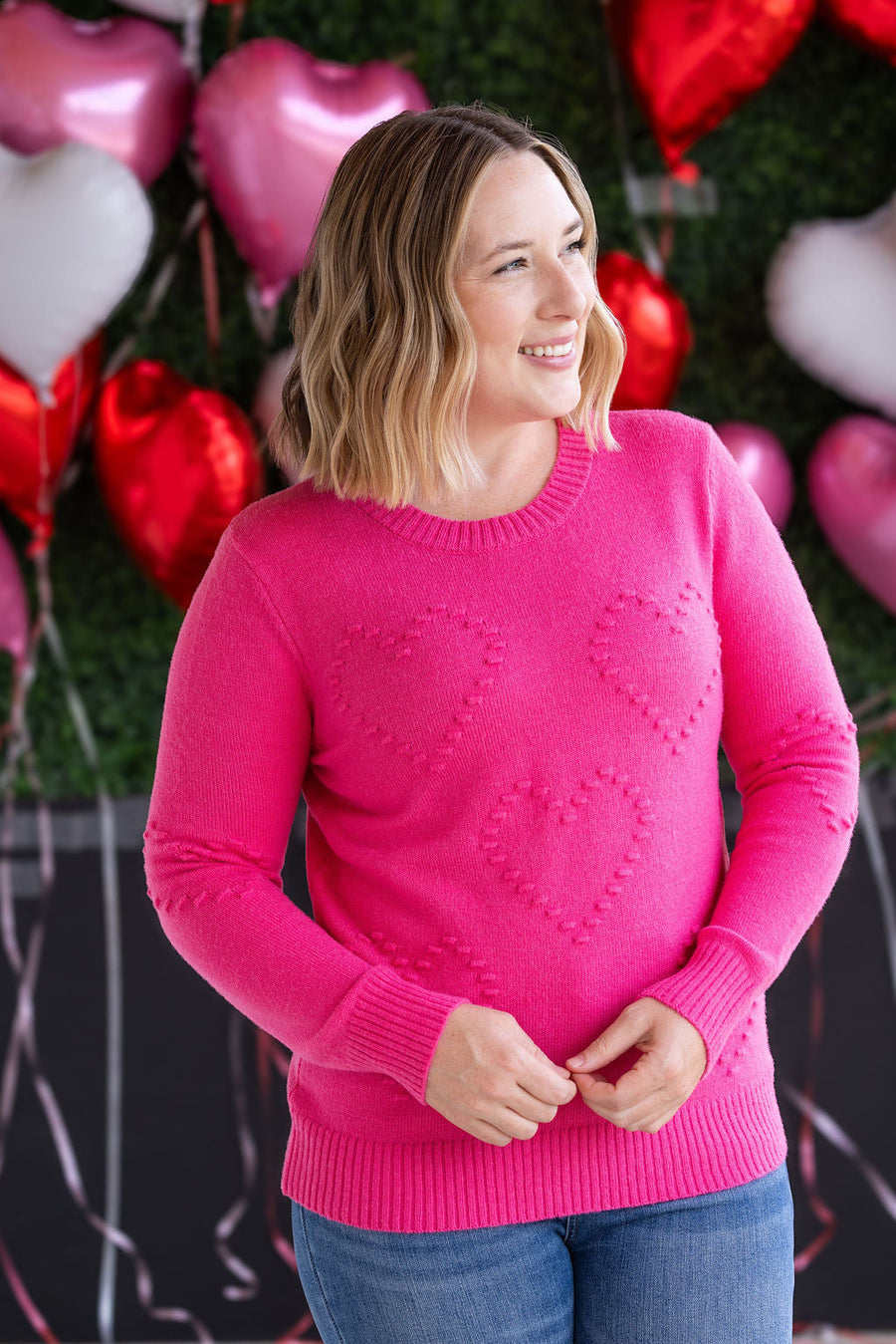 WAREHOUSE Be Mine Sweater - Hot Pink